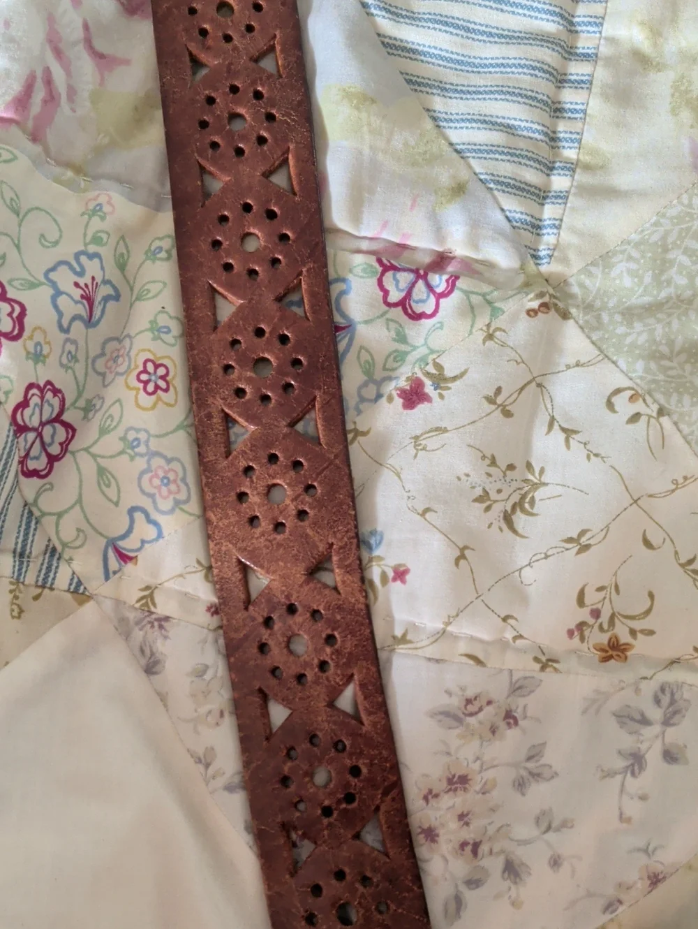Women's Brown Laser-Cut Leather Belt